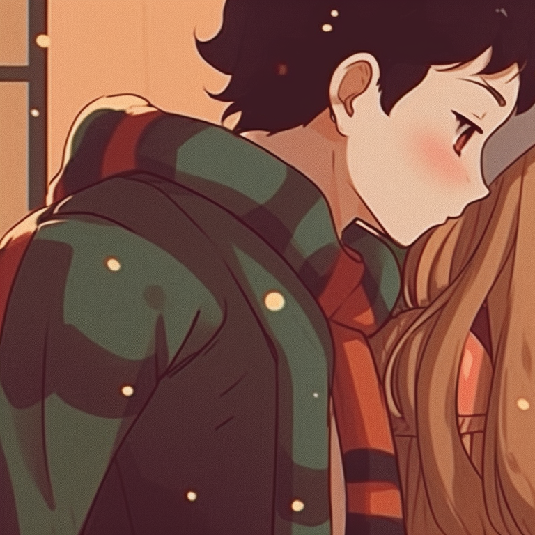 Two characters, vibrant colors and retro animation style, harmonizing in a holiday chorus. matching retro aesthetic cartoon pfp christmas inspirations pfp for discord.