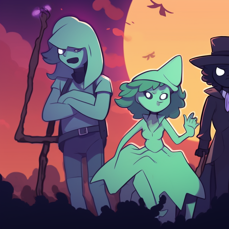 Garnet with a glowing pumpkin, features sharp character lines in a dynamically posed scene, encased in warm, earthy colors. halloween themed steven universe profile pictures pfp for discord.