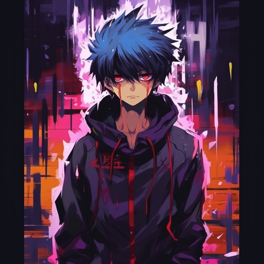 Classic anime character reimagined in drip style, with smooth lines and vibrant colors. drippy anime pfp in hd quality pfp for discord.