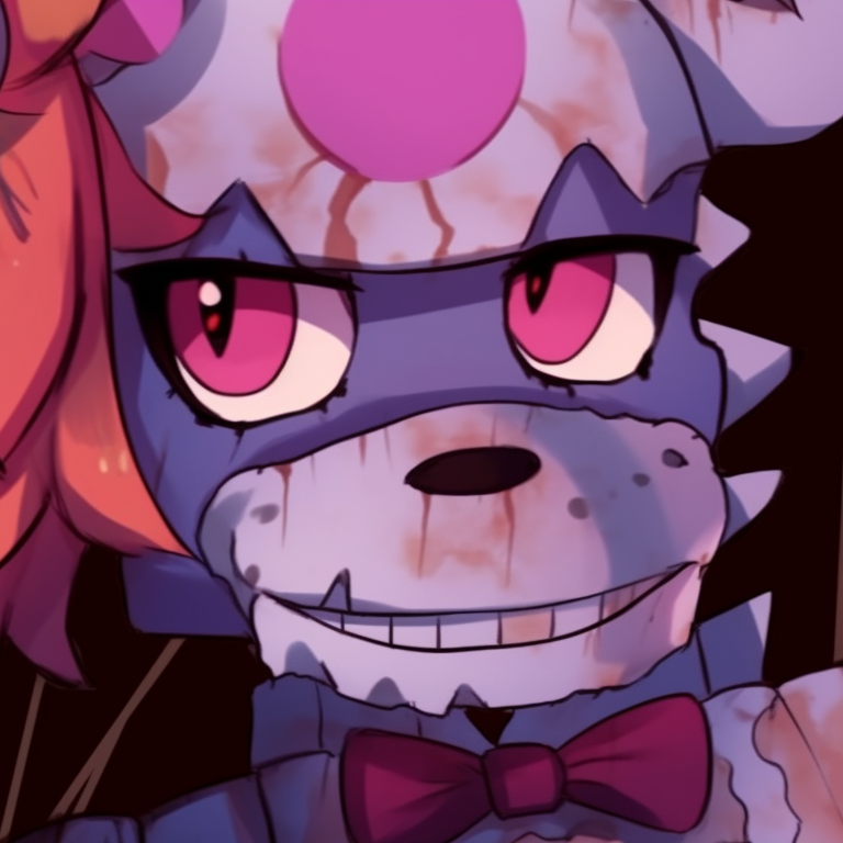 Two FNAF characters leaning on each other, pastel colors and sketchy style. cute matching fnaf pfp pfp for discord.