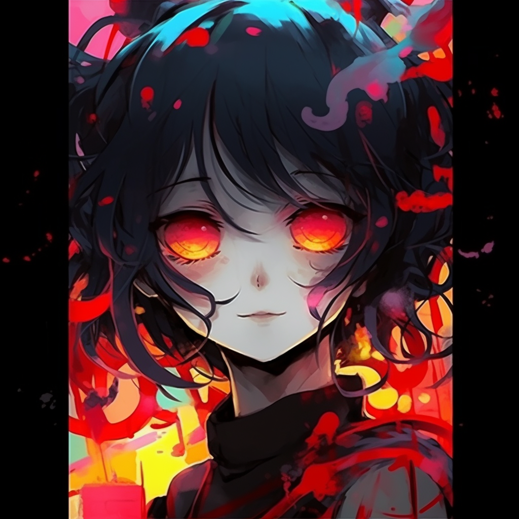 Crazy art style featuring an anime girl, filled with vibrant colors and abstract patterns. crazy anime girl pfp drawing guide pfp for discord.