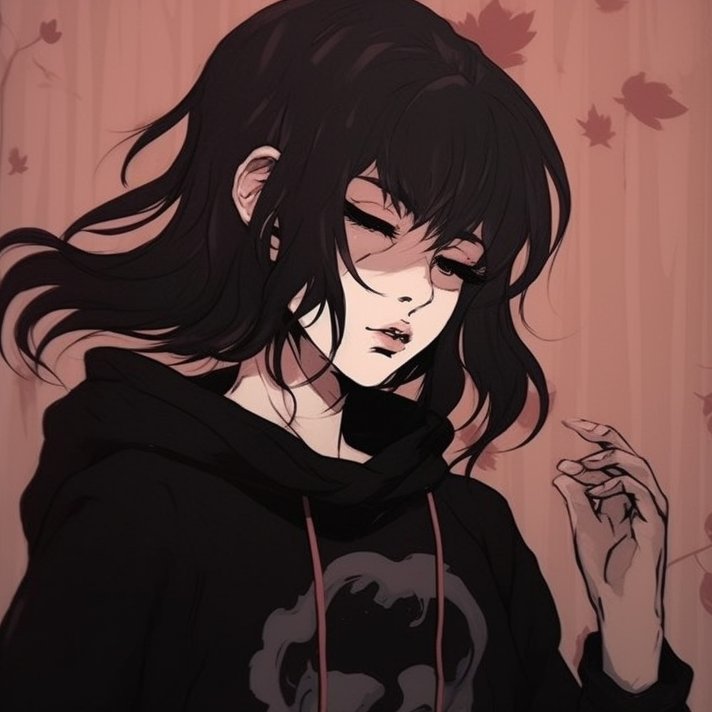 Sakura showing a distressed expression, stark contrast and heavy ink usage. grunge aesthetic pfp choices pfp for discord.