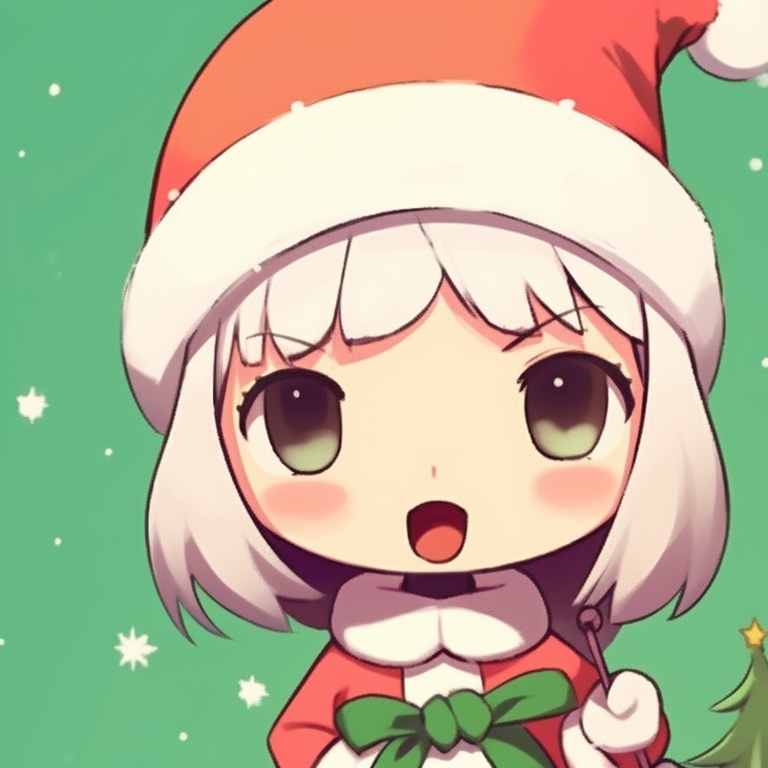 Two characters in winter scene, crisp whites and frosty blues, snowflakes decoration. cute matching christmas pfp cartoon pfp for discord.