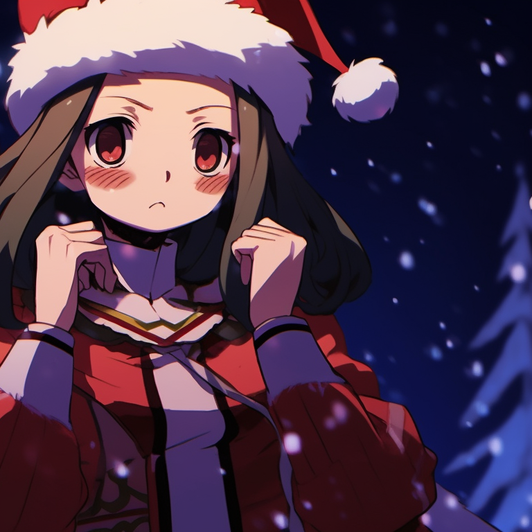Nezuko and Tanjiro against a snowy backdrop, moonlit hues and soft glows. demon slayer christmas pfp ideas pfp for discord.