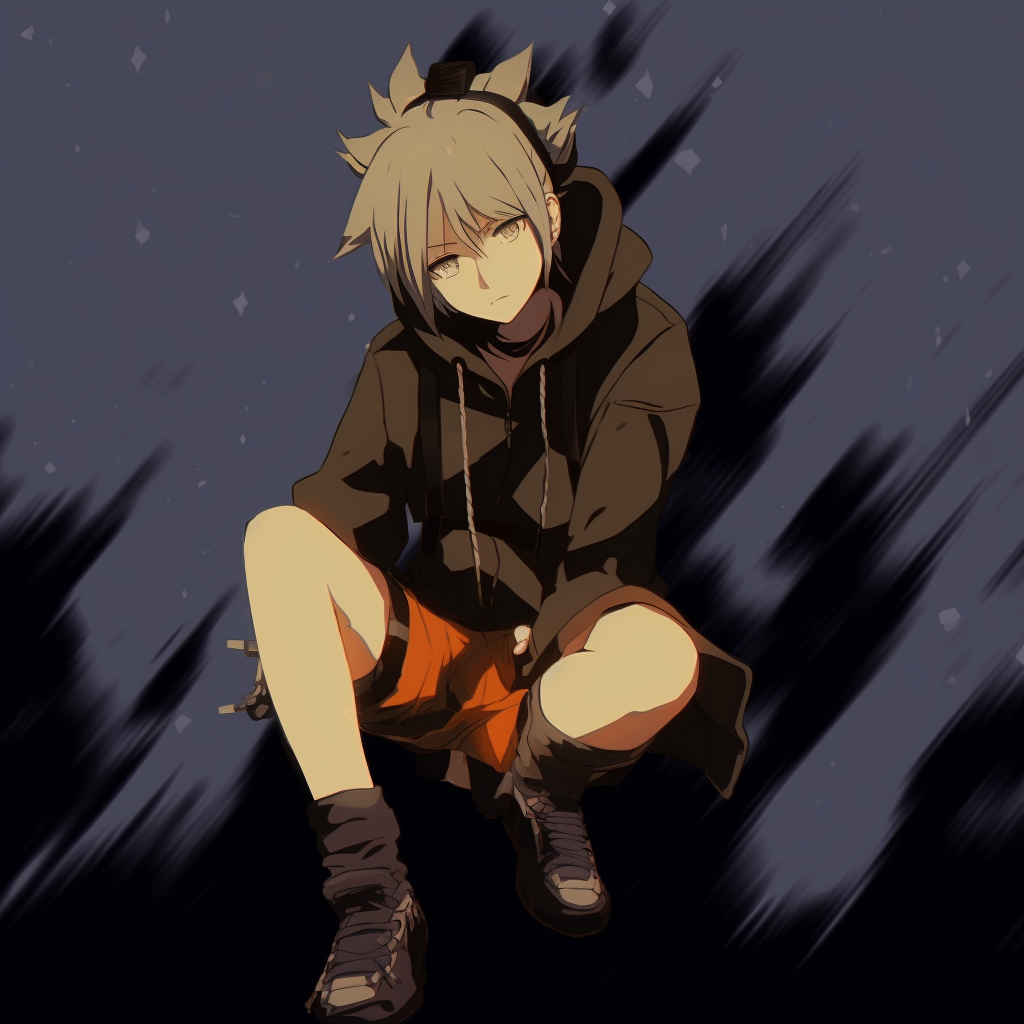 Naruto Uzumaki in a bold grunge style, with heavy use of dark shadows and faded colors. grunge anime pfp for boys