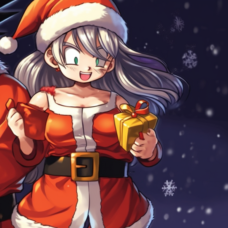 Two characters powering up, contrasting auras, and a Christmas themed background. best christmas dragon ball pfp for match pfp for discord.