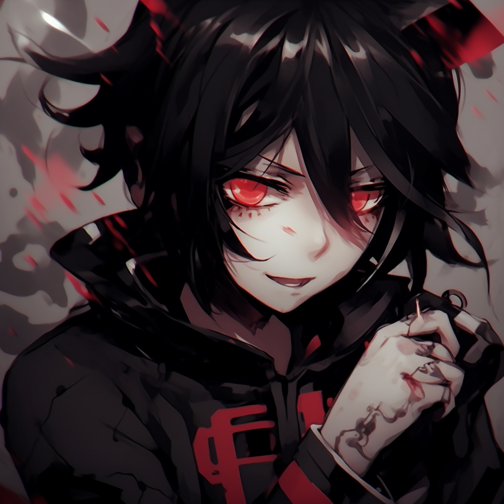 Sasuke Uchiha with a dark aura, a stark contrast between the black outfit and red Sharingan eyes. edgy pfp anime anime pfp