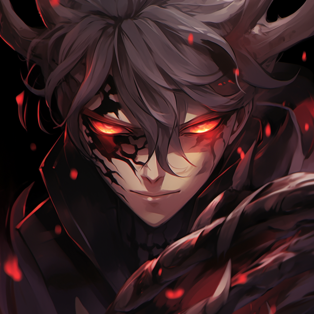 Close-up depicting a demon anime character, amazing artwork with intricate detailing. prime anime demon pfp pfp for discord.