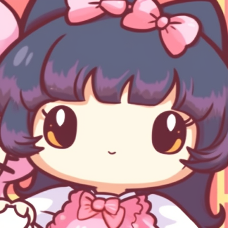 Hello Kitty characters in matching pajamas, displaying warm colors and shades, with a themed background. aesthetic hello kitty pfp matching pfp for discord.