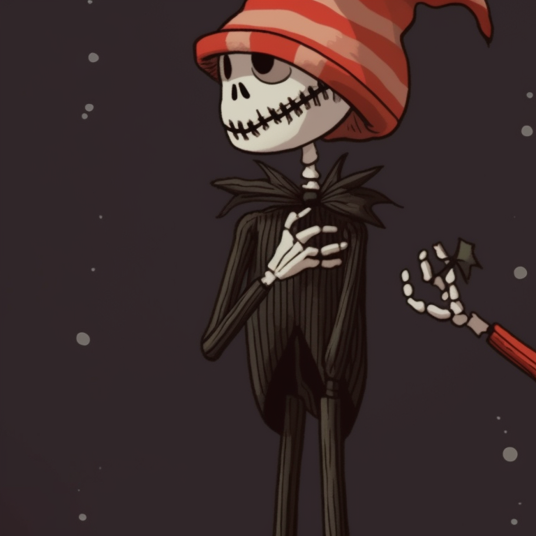 Two skeleton friends, adorned with twinkling Christmas lights, cool colors and stylized features. holiday themed matching christmas skeleton pfp pfp for discord.