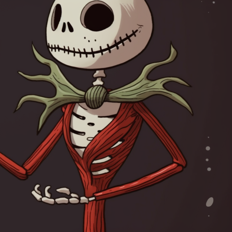 Two skeleton friends, adorned with twinkling Christmas lights, cool colors and stylized features. holiday themed matching christmas skeleton pfp pfp for discord.