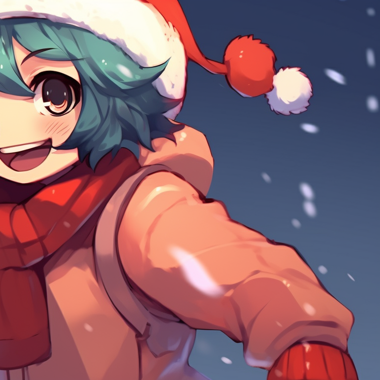 Two characters caught up in a snowball fight, playful expressions and cold color palette. creative matching christmas art pfp pfp for discord.