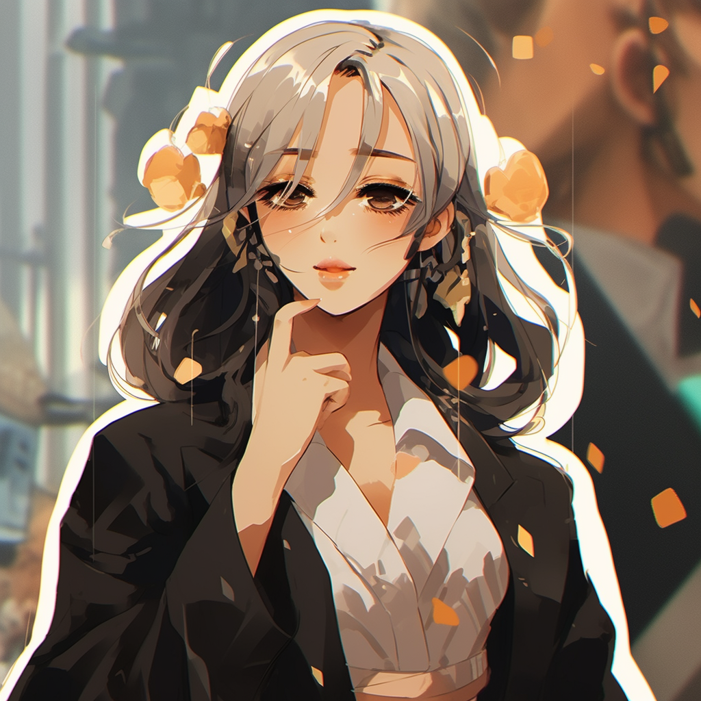 Fashion-forward anime profile picture with posh clothes and chic accessories. chic aesthetic anime pfp