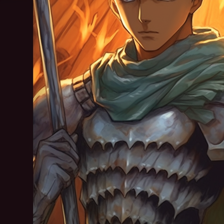 Characters displaying mystical powers, bold colors with a haunting ambiance. berserk halloween theme pfps collection pfp for discord.