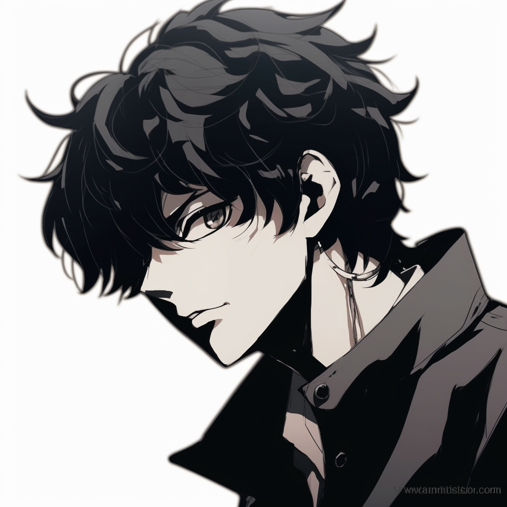 Portrait of Spike Spiegel, interesting shadows and complex facial expression. classic anime male pfp pfp for discord.