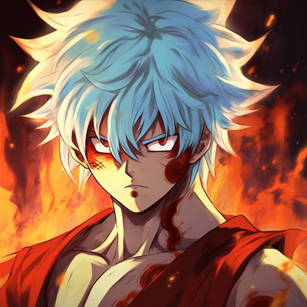 Intense close-up of Goku in Super Saiyan form, showcasing detailed linework and vibrant contrast. classic anime characters pfp