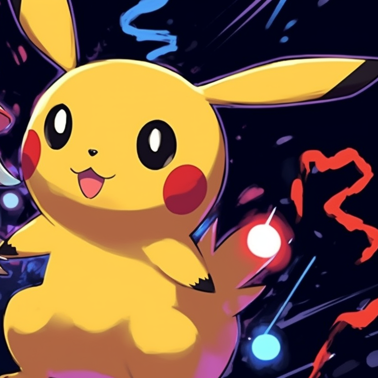 Two Pikachu characters, vibrant colors and anime style, standing back-to-back. top-quality pokemon matching pfp pfp for discord.