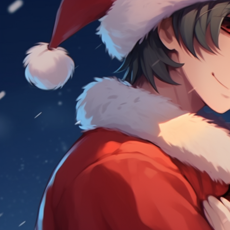 Two young characters opening presents, detailed wrapping paper designs and excitement in their faces. incredible matching christmas pfp ideas pfp for discord.