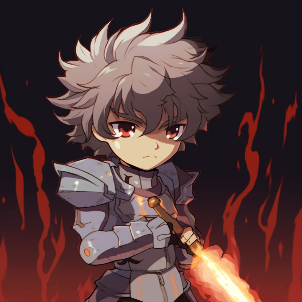 Chibi hero brandishing a sword, lively color palette and expressive eyes. best animated pfp for discord