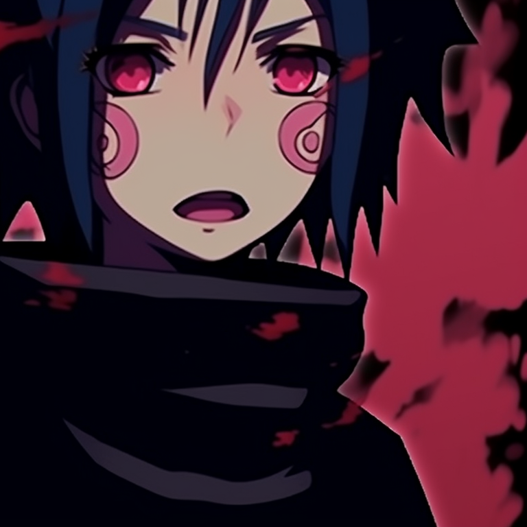 Sasuke and Sakura amongst dark roses, otherworldly glow highlighting them, watercolor-like style with a romantic undertone sasuke and sakura spooky halloween profiles pfp for discord.
