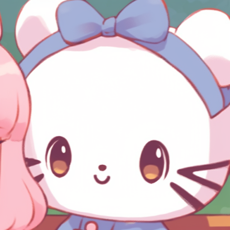Two characters featuring Hello Kitty design, pastel colors and soft, rounded lines. hello kitty matching pfp ideas pfp for discord.