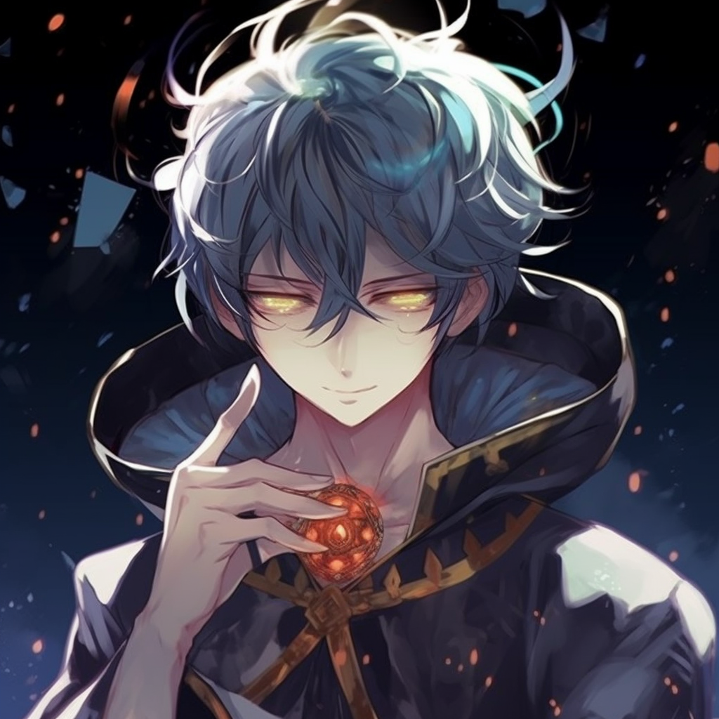 Close-up of a mystical male anime character, featuring intricate facial expressions and detailed hair. mystical male anime pfp