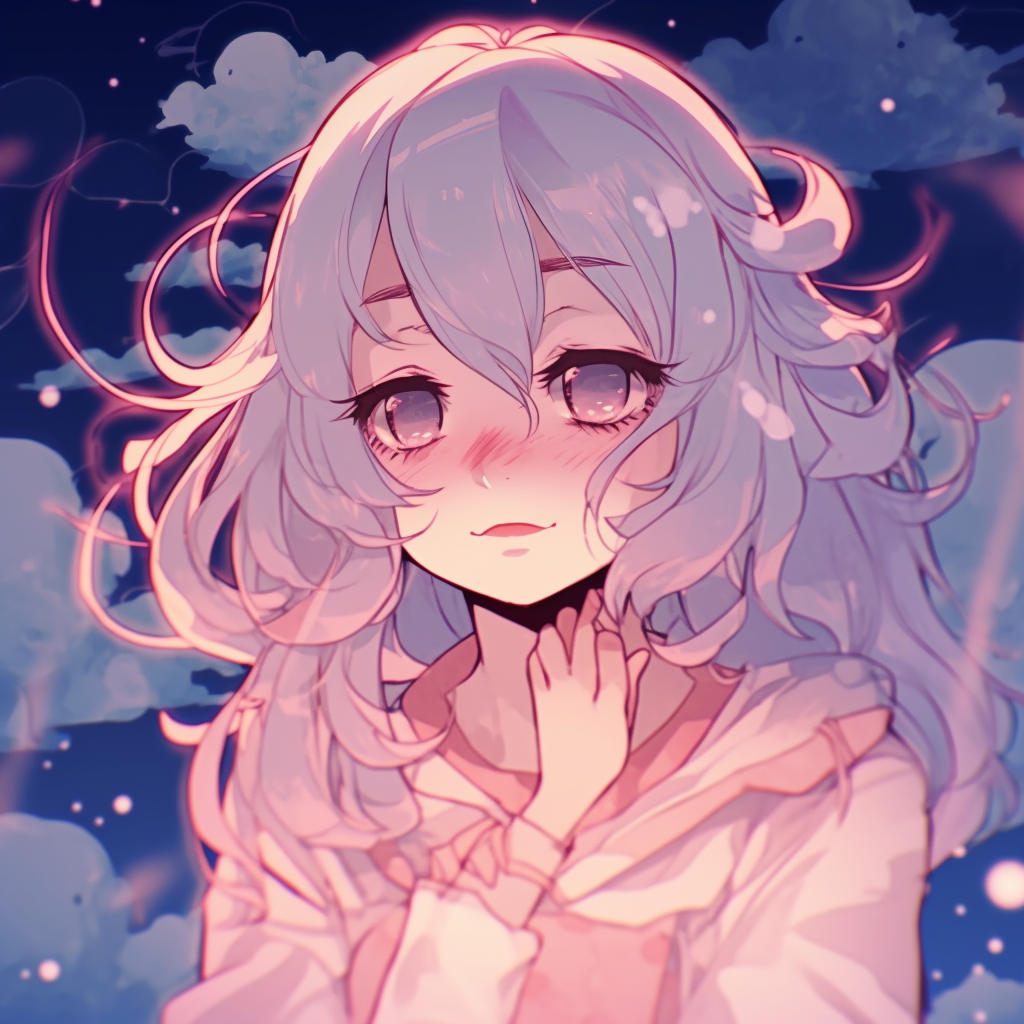 Character infused with rainbow aura, vibrant bursts of colors and lively style. epic kawaii anime pfp selections