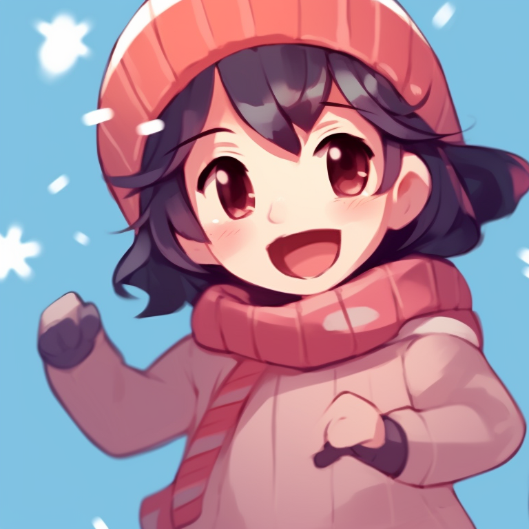 Two characters against a snowy backdrop, bold details and cool tones. creative matching christmas art pfp pfp for discord.