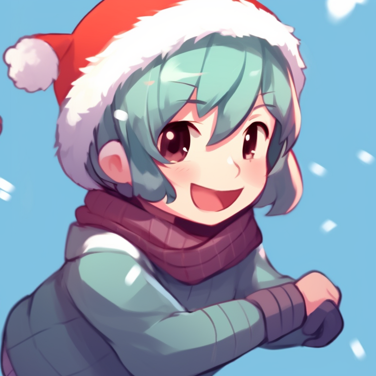 Two characters against a snowy backdrop, bold details and cool tones. creative matching christmas art pfp pfp for discord.