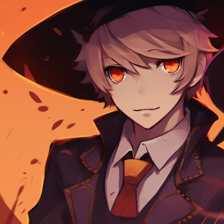 Denji and Power posing playfully under a haunted house backdrop, autumnal colors and whimsical atmosphere. matching pfp halloween theme with denji and power pfp for discord.