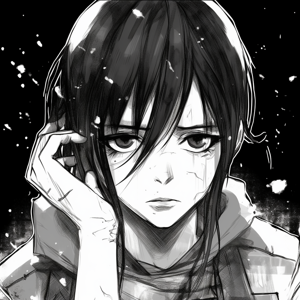 Levi exuding stern determination, rendered in a grunge style with heavy shading and textured background. creative anime grunge pfp concepts pfp for discord.