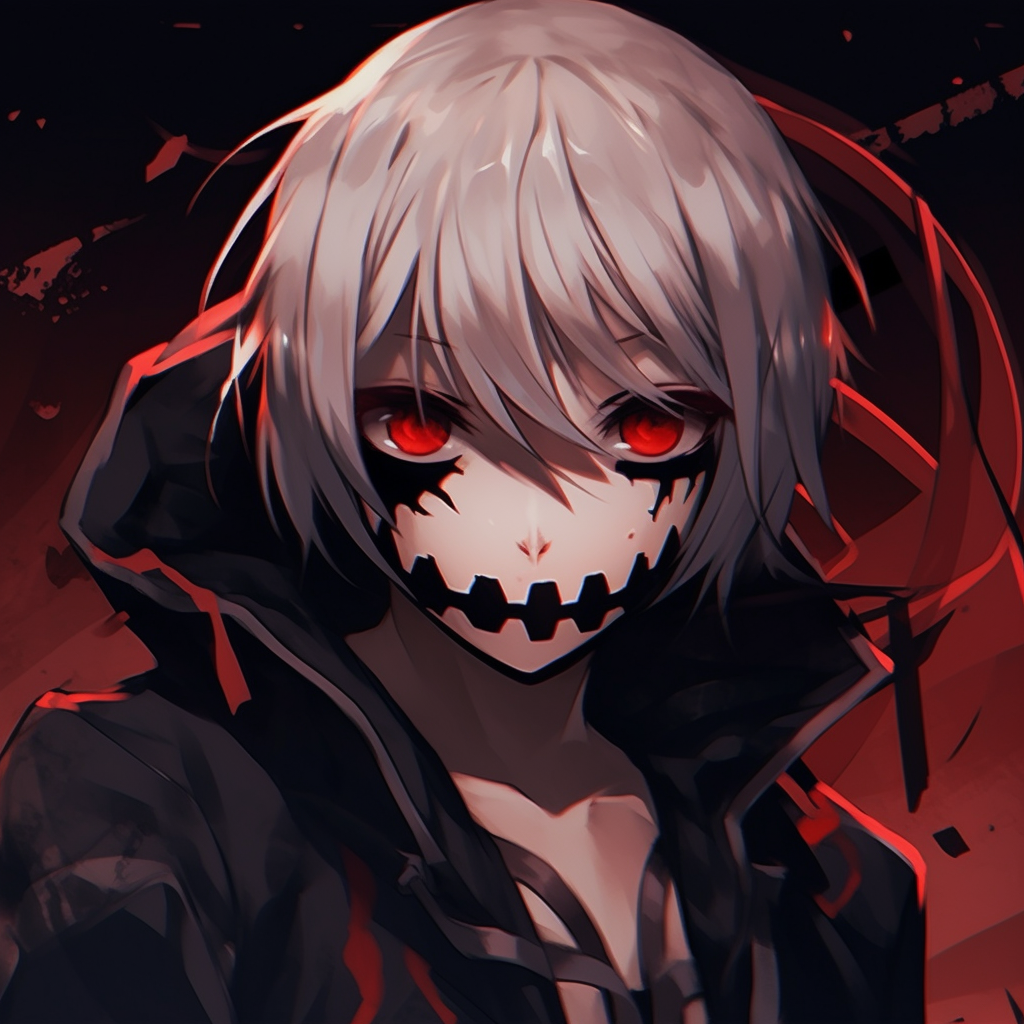Kaneki in a spooky Halloween setting, muted colors and mystery. halloween pfp anime styles