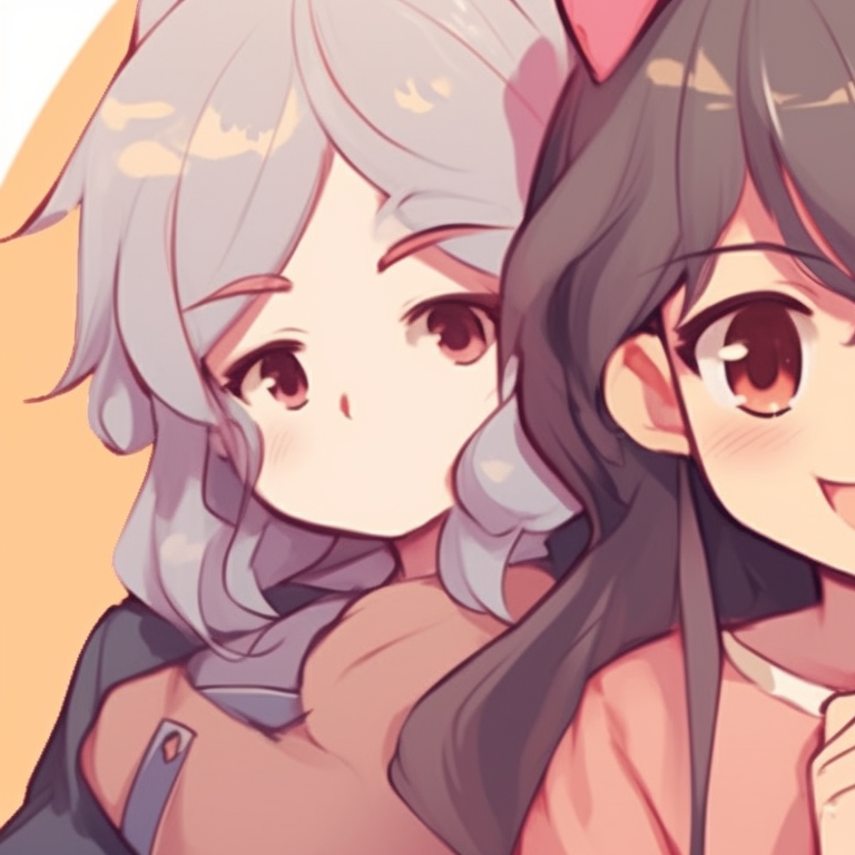 Close-up view of three characters, pastel colors and fine facial details. adorable trio pfp matching pfp for discord.