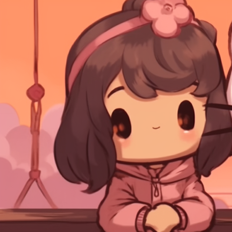 Two characters taking a walk, vibrant summer colors and detailed background. hello kitty girl theme matching pfp pfp for discord.