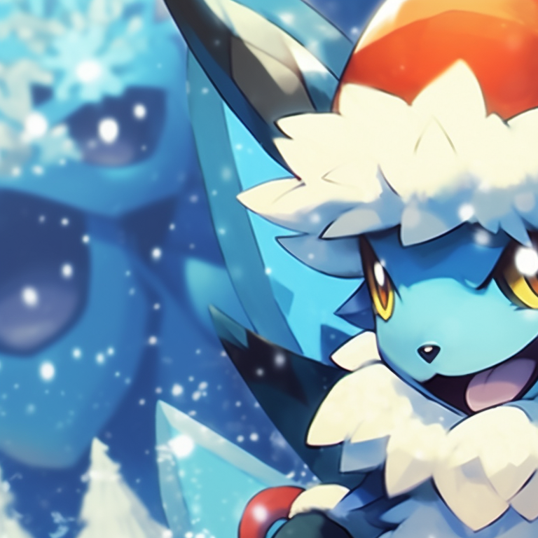 Lucarios in front of a fireplace, glowing embers lending a warm hue to the scene. lucario christmas avatar pairs pfp for discord.