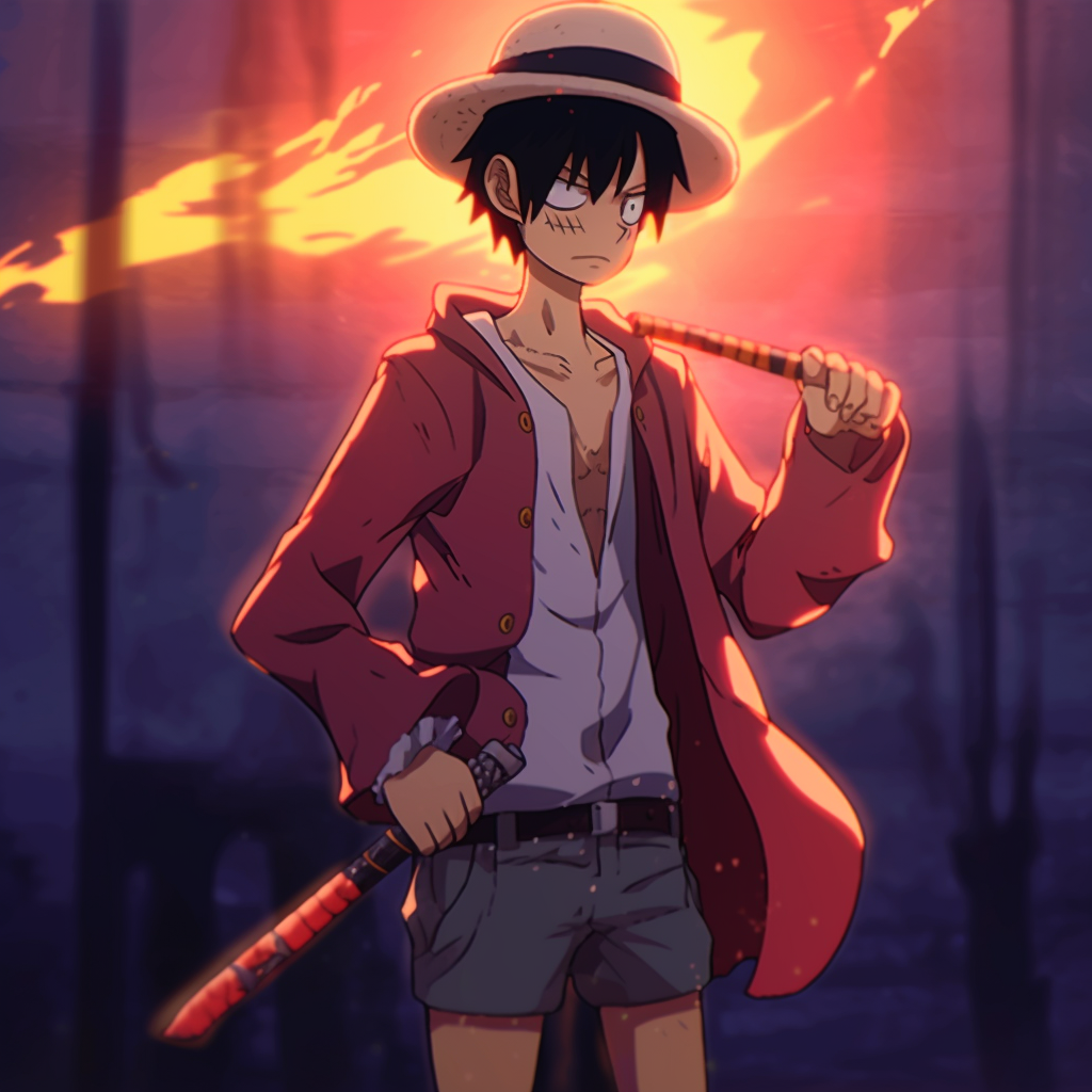 Full body depiction of Luffy, dynamic lines and vibrant colors. discord specific animated pfp creators