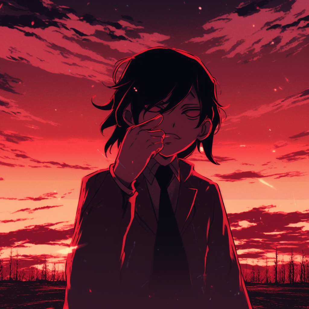 An impressive anime warrior draped in a red cloak, with detail-oriented design and bold coloring. high-quality red anime 4k