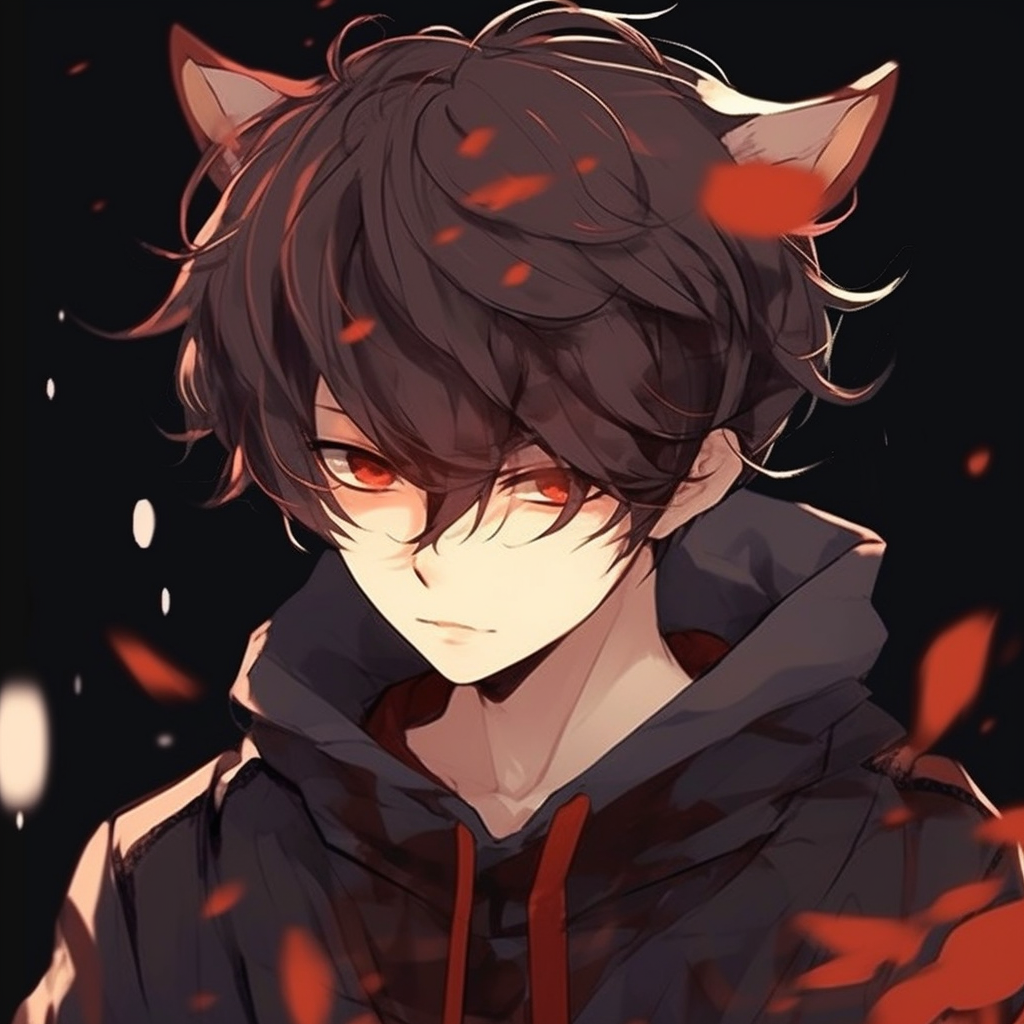 Anime boy with an Oni mask, intense colors and edgy lines provide a dynamic look. anime boy pfp aesthetic favorites pfp for discord.