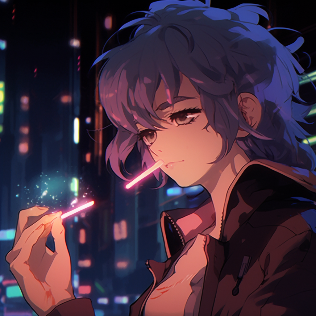 Backlit silhouette of an anime girl, intense glow outline. best animated pfp for discord