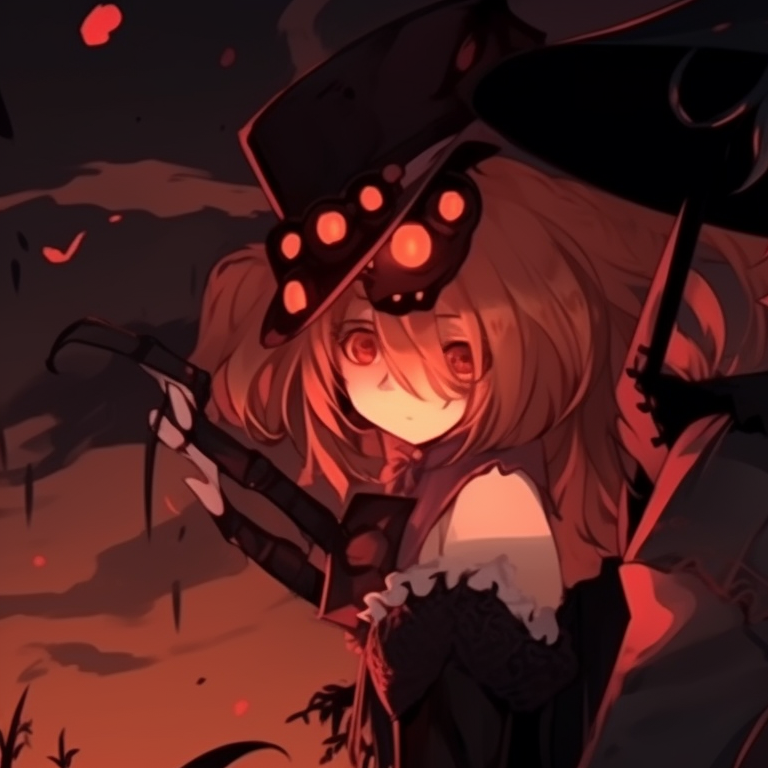 Two characters in monster outfits, featuring bold strokes and vibrant colors. anime matching pfp aesthetic halloween theme pfp for discord.