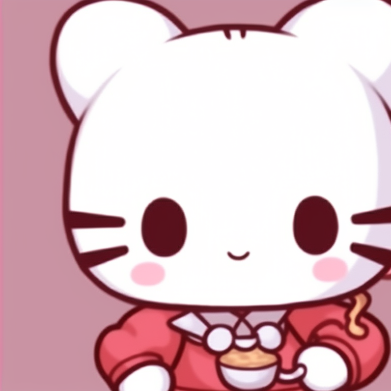 Two characters, Hello Kitty and Dear Daniel, in pastel environment with detailed expressions and soft shading. adorable matching hello kitty pfp pfp for discord.