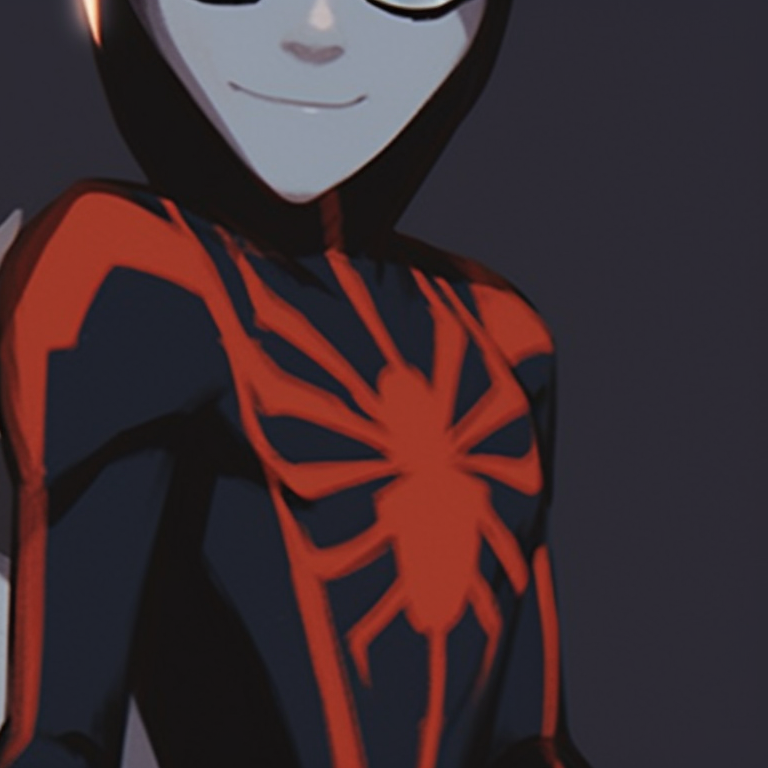 Both characters seated on a rooftop with a full moon in the background, intense expressions on their faces. spider man gwen and miles halloween matching pfp pfp for discord.