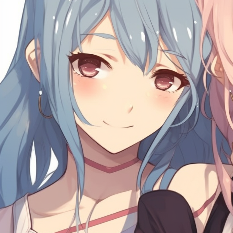 Two female characters with matching fruit-themed outfits, vibrant colors and playful expressions. female best friends matching pfp pfp for discord.