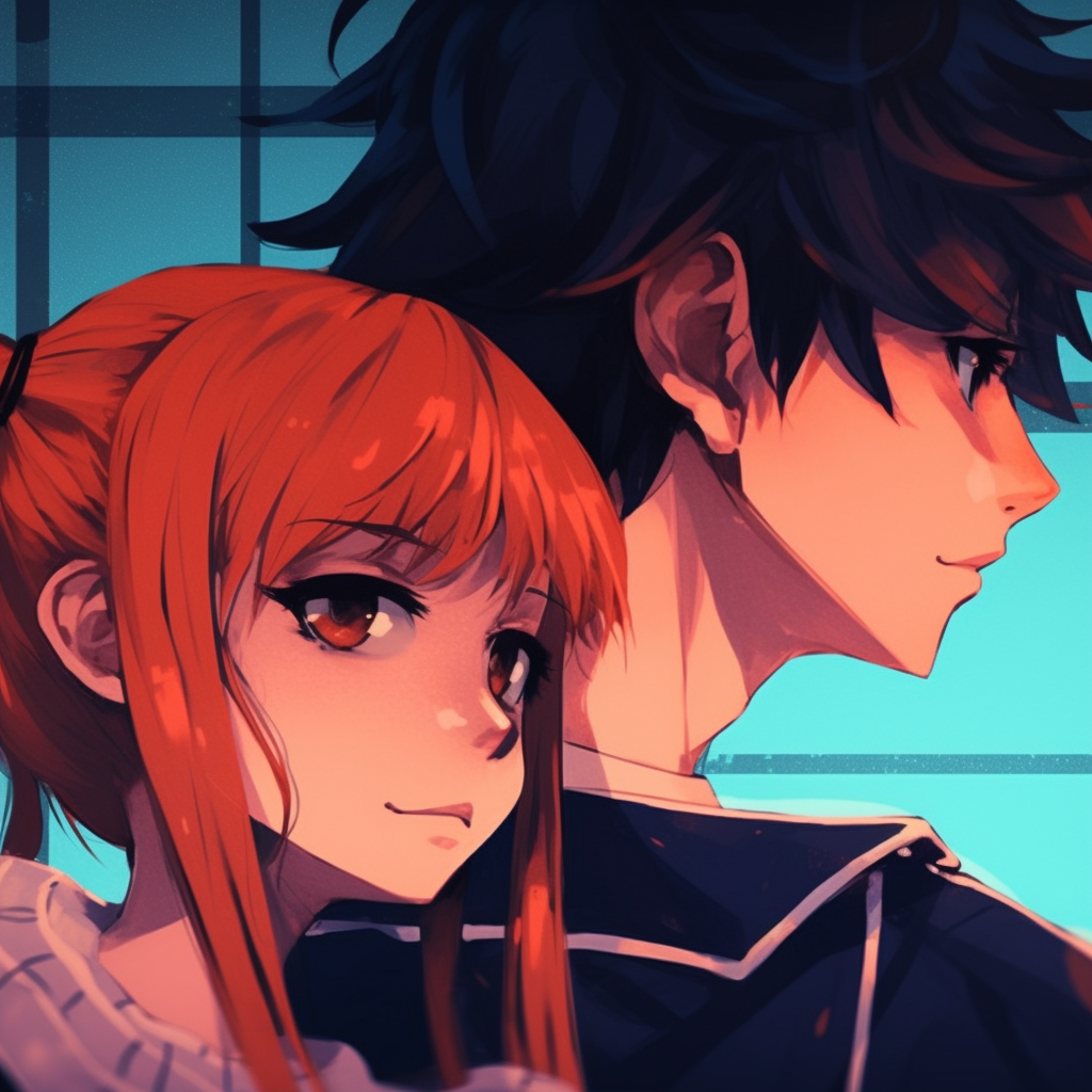 Two matching images of Nami and Luffy in action stances, filled with vibrant and contrasting colors. trendy matching pfp anime