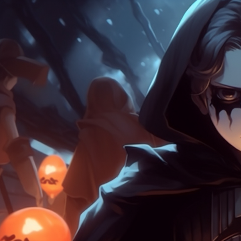 A character resembling Chewbacca with a Halloween twist, detailed fur and eerie decor, set against a full moon background. star wars matching pfp halloween concept pfp for discord.