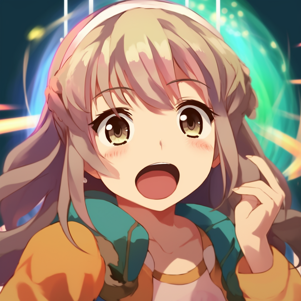 Profile picture of an anime girl in a comedic meme style, with exaggerated expressions and humorous atmosphere. girl anime meme pfp of comedy pfp for discord.