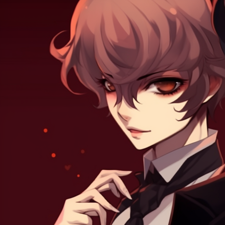 Two characters in vampire attire, soft shading and crimson hues creative hot matching pfp halloween theme pfp for discord.