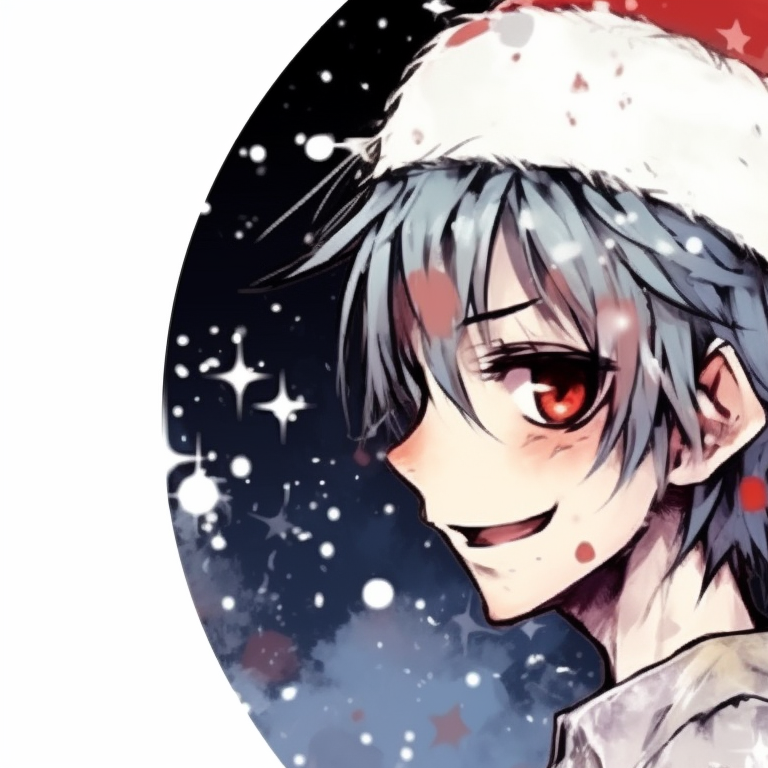 Two characters, white hair like two splattered snowflakes, donning punk jackets with holiday-inspired patches. grunge trend matching christmas pfp punk pfp for discord.