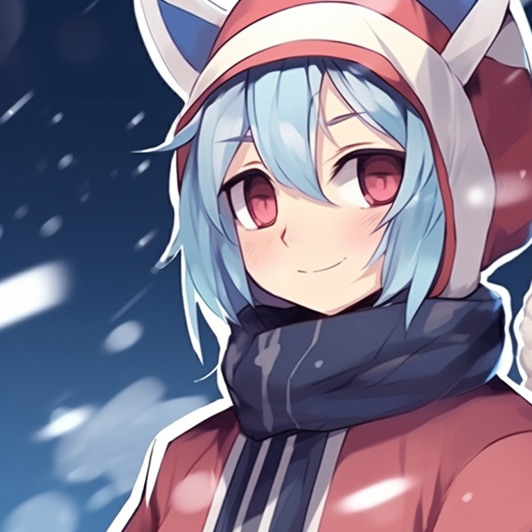 Two characters in color-coordinated Christmas outfits and masks, showing a sense of synchrony. matching mask christmas pfp outfit ideas pfp for discord.