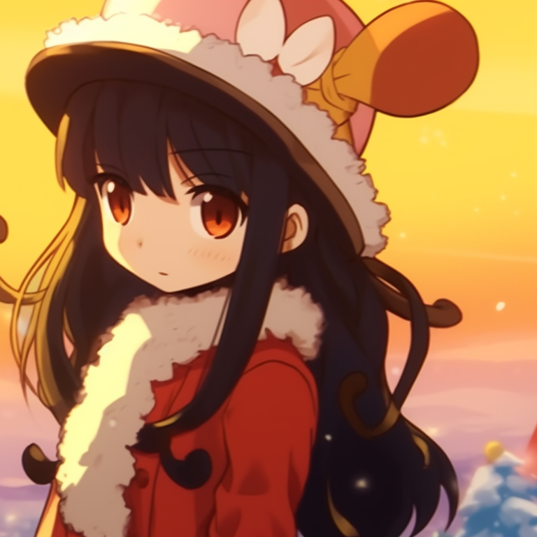 Two characters sharing a humorous moment while decorating a Christmas tree, the scene blending with the rich hue of orangewood. festive matching christmas pfp orange images pfp for discord.